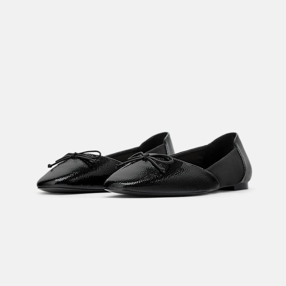 Zara Shoes Nwt Zara Pointy Ballet Flats With Bow Poshmark